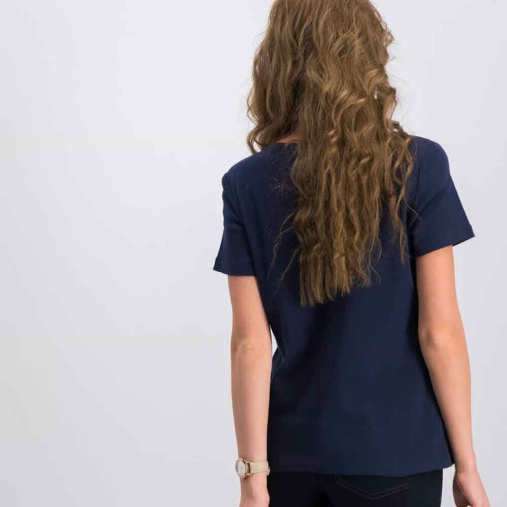 Karen Scott fitted shirt with embellished American Flag - Intrepid Blue - Picture 3 of 4